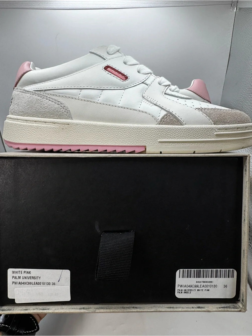 Palm Angels New Tennis Low-Top Sneakers White Pink Suede Luxury EU 36